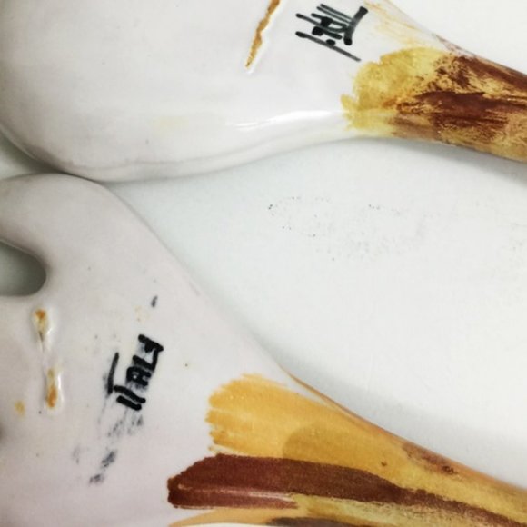 Mid Century Salad Bowl 11 1/2" + Serving Spoon & Fork Ceramic Italy 1954 Vintage - Picture 8 of 11